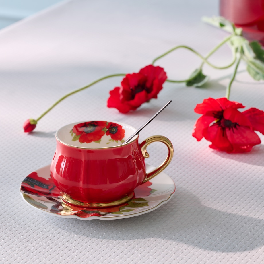 Filiżanka Ze Spodkiem Lascivias z motywem kwiatowym