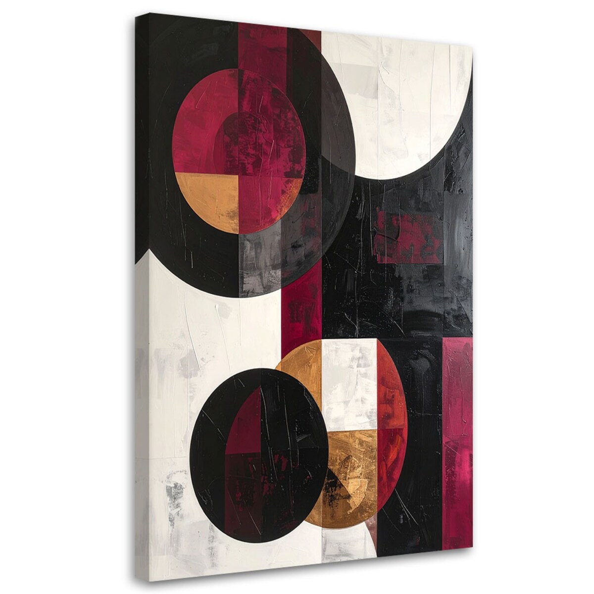 Obraz do salonu kuchni, Abstrakcyjne koła kształty w odcieniach burgundu