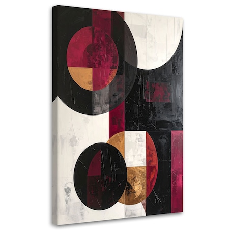 Obraz do salonu kuchni, Abstrakcyjne koła kształty w odcieniach burgundu