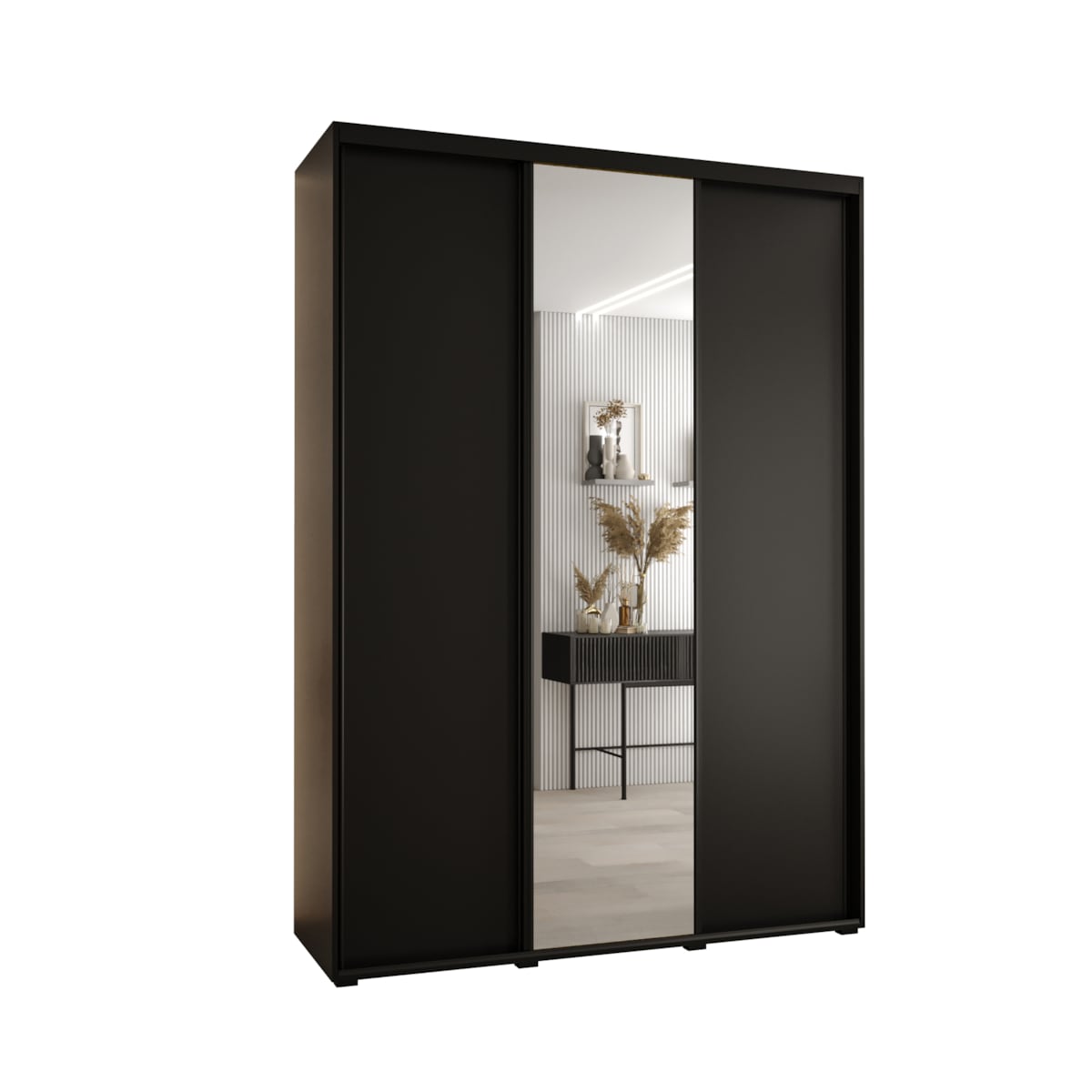 Szafa przesuwna Garderoba DAVOS 3 180 czarny/czarny/czarny