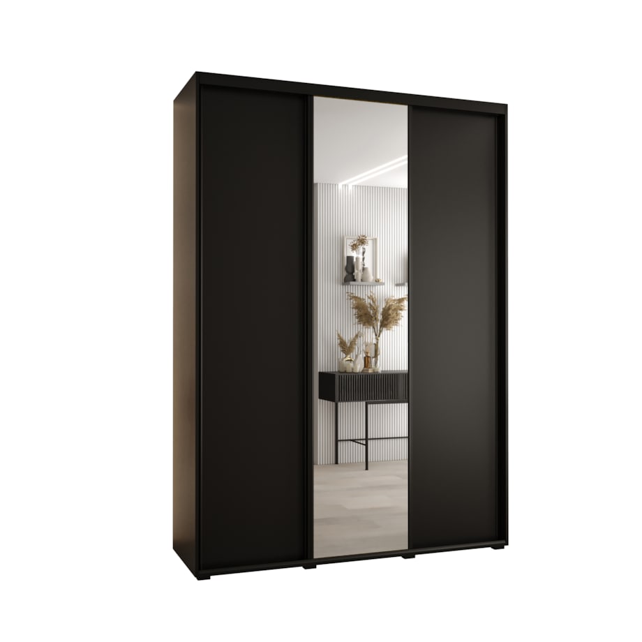 Szafa przesuwna Garderoba DAVOS 3 180 czarny/czarny/czarny
