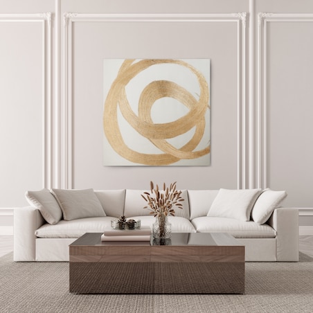 Ręcznie zdobiony obraz z elementami złota tahir 100x100 z motywem abstrakcyjnym