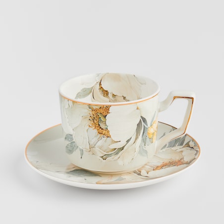 Filiżanka Ze Spodkiem Luca z motywem kwiatowym