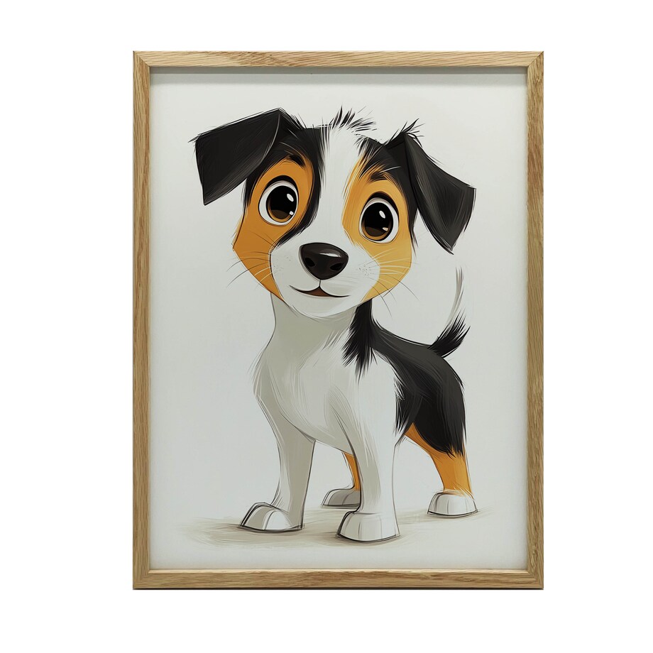 Plakat z psem rasy Jack Russell Terrier, 50x70 cm, rama drewniana jasny dąb, papier matowy 230 gsm