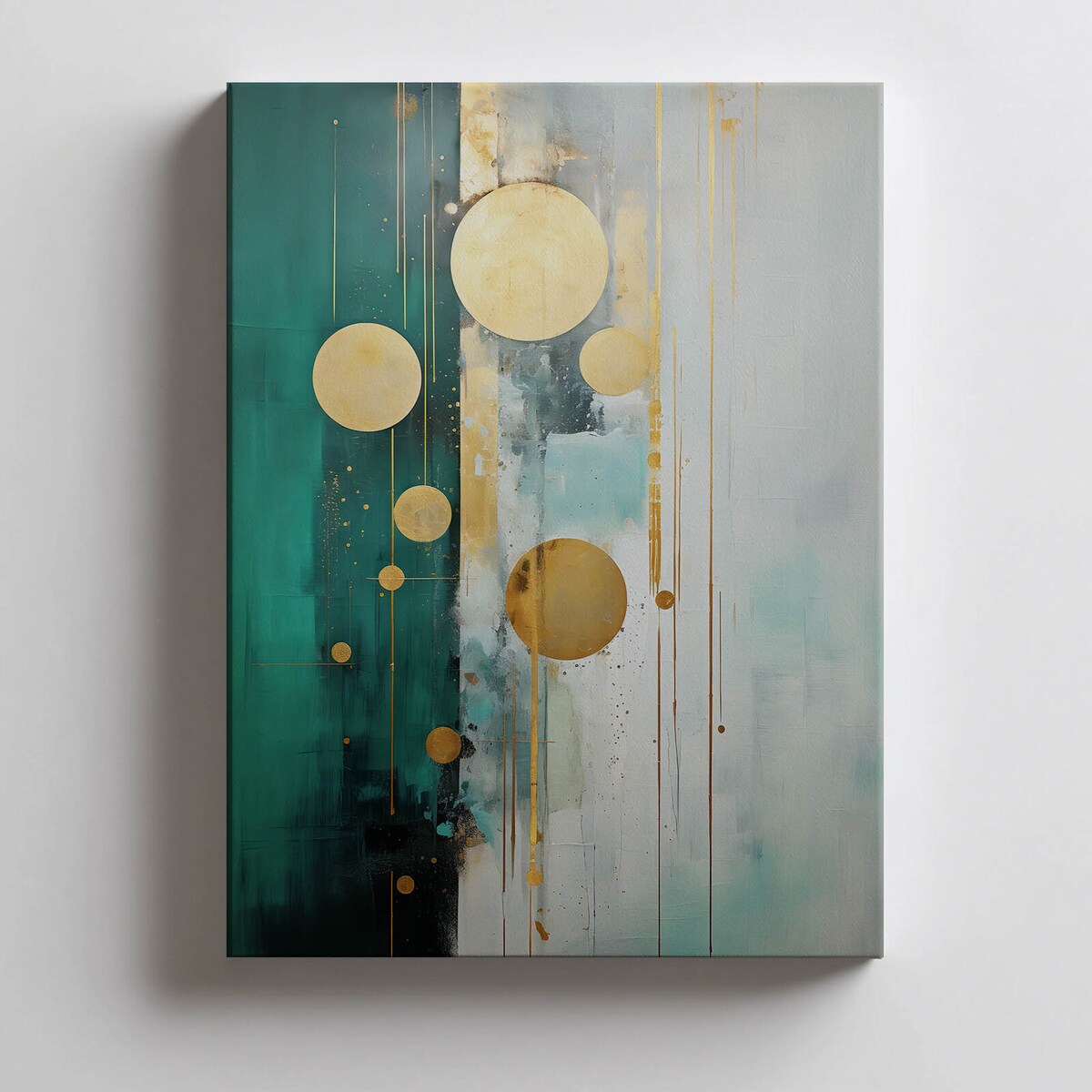 Kompozycja w Zielonych Tonacjach, 50x70 cm, bez ramy, płótno premium na blejtramie