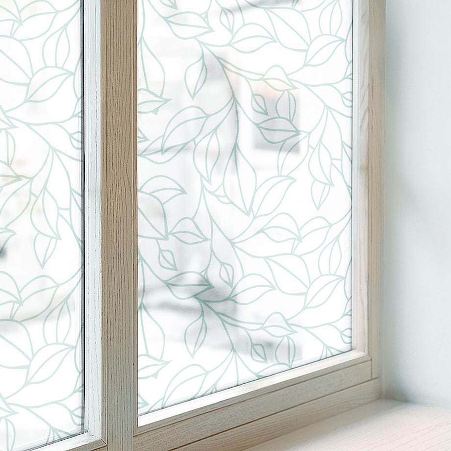 Naklejka na okno dekoracyjna - Motyw liści minimalistyczna elegancja