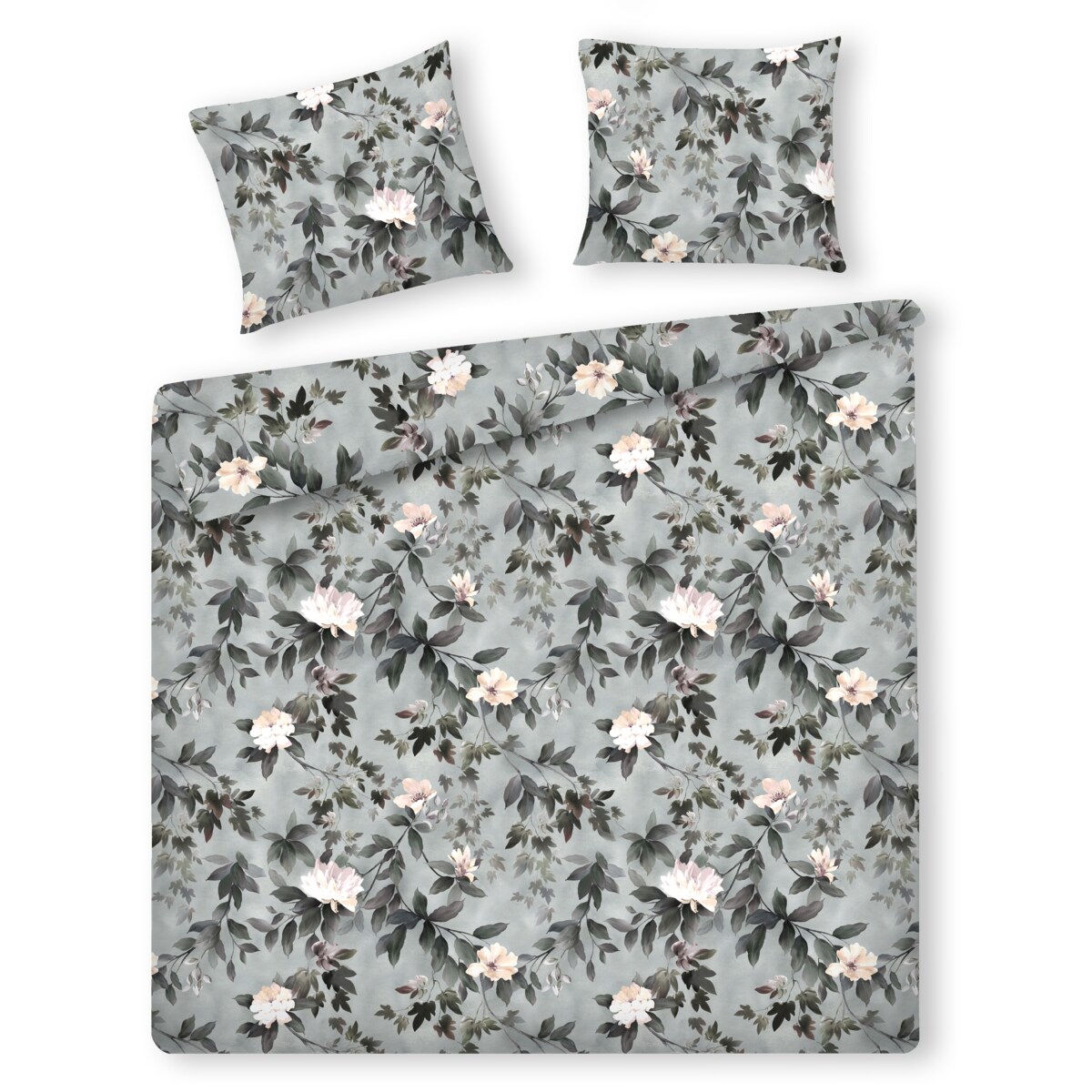 Pościel z bawełny satynowej Kasna 200x220 cm z motywem liściastym