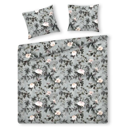 Pościel z bawełny satynowej Kasna 200x220 cm z motywem liściastym