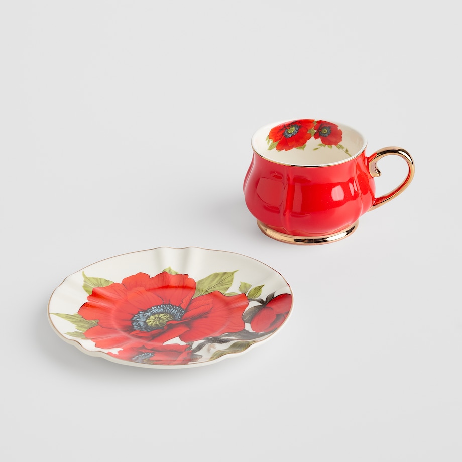 Filiżanka w opakowaniu prezentowym Lascivia z motywem kwiatowym