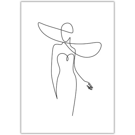 plakat line art woman in dress 4 21x30 cm