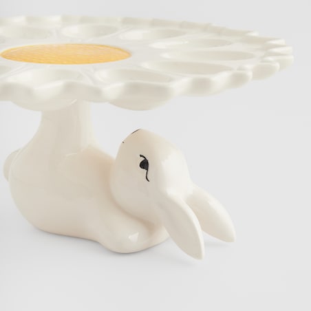 Patera Na Jajka Flowerbuni z motywem kwiatowym i królika