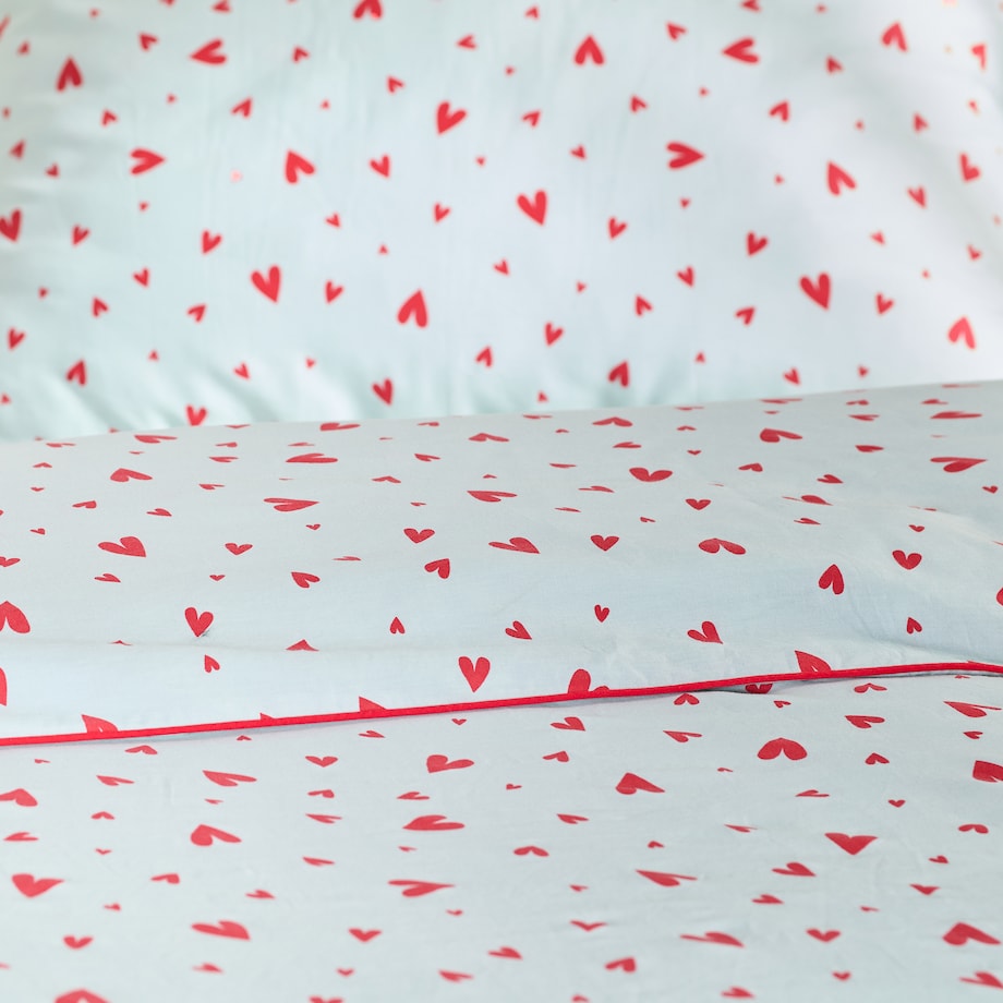 Pościel z bawełny satynowej z lamówką Malorina 140x200 cm z motywem serc