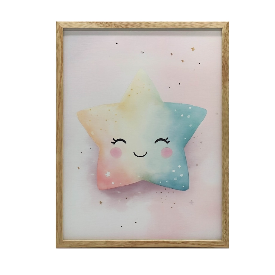 Pastelowa Gwiazdka Radości, 50x70 cm, rama drewniana jasny dąb, papier matowy 230 gsm