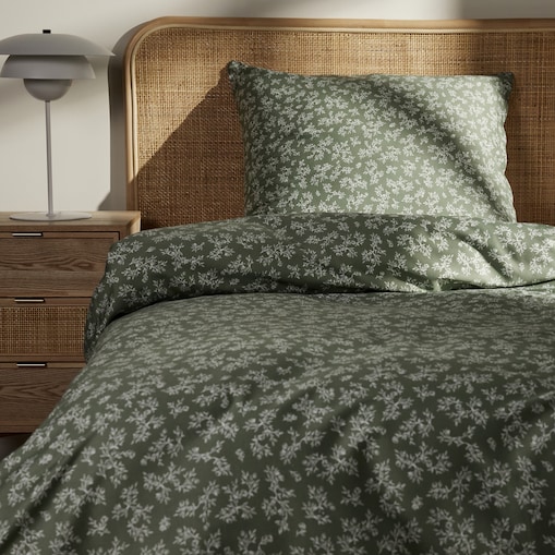 Pościel z bawełny satynowej Rosmarin 140x200 cm z motywem roślinnym