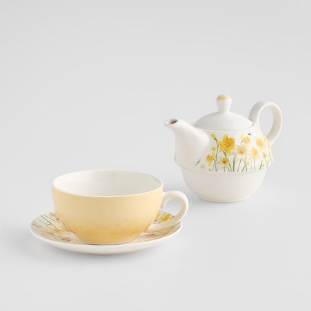 Czajniczek Z Filiżanką Daffelis z motywem kwiatowym