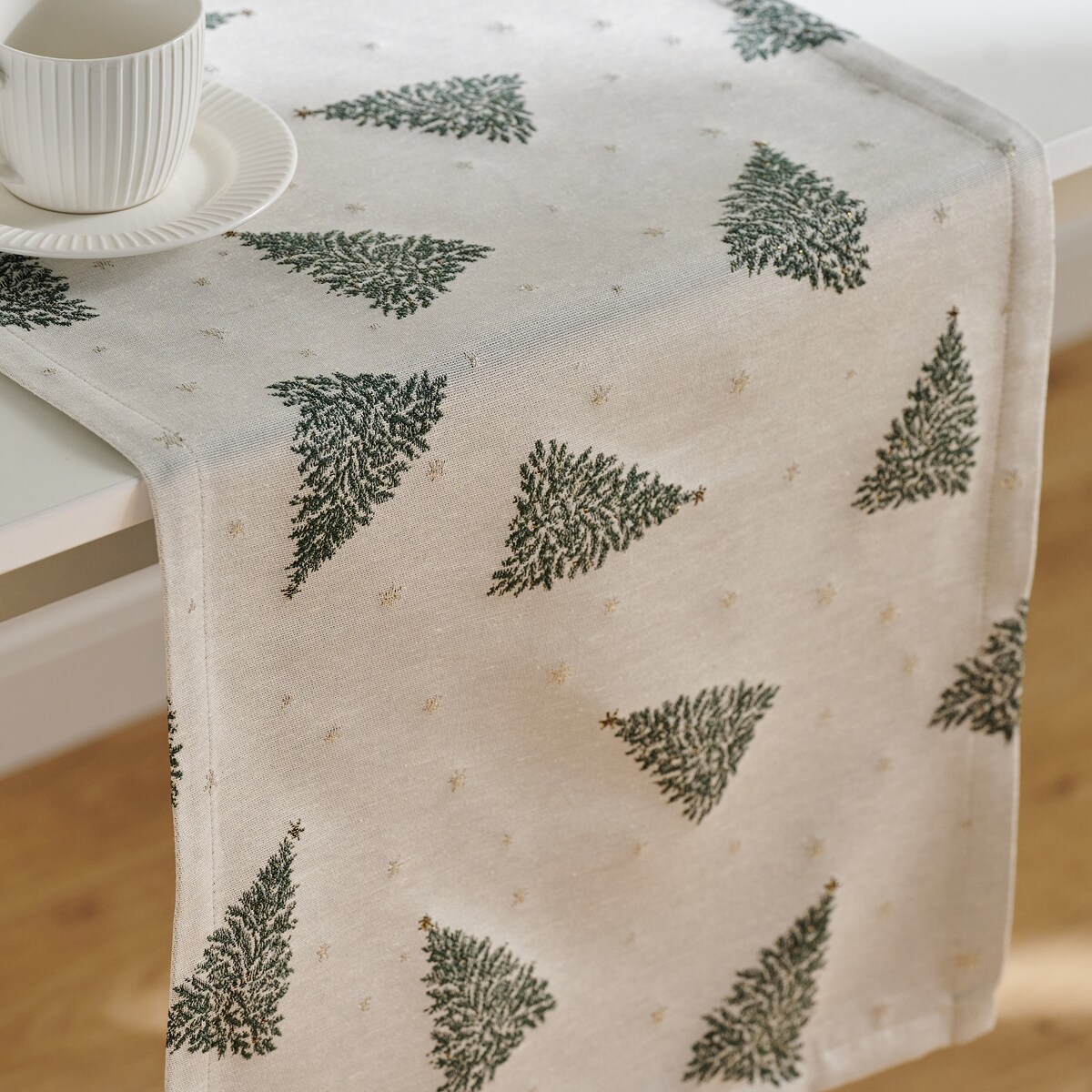 Bieżnik Żakardowy Feriados 40x180 cm z motywem choinki