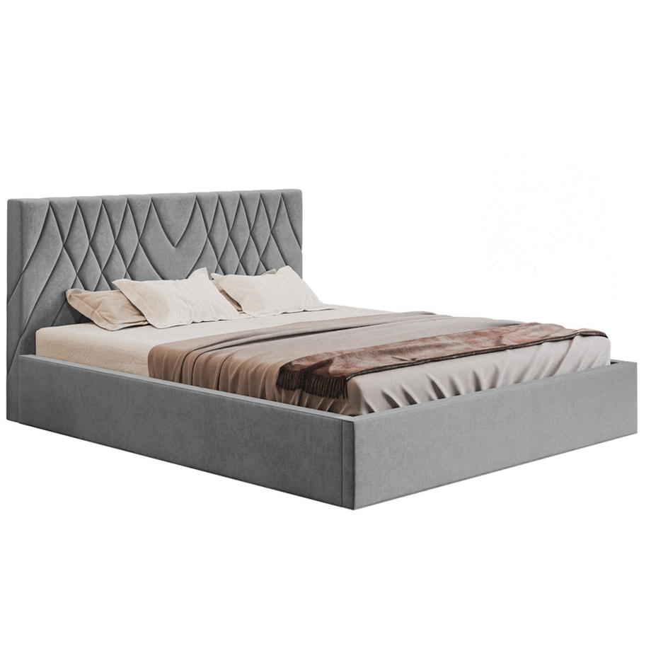 Łóżko jednoosobowe 120x200 OLDO 5 tapicerowane, z pojemnikiem- szare