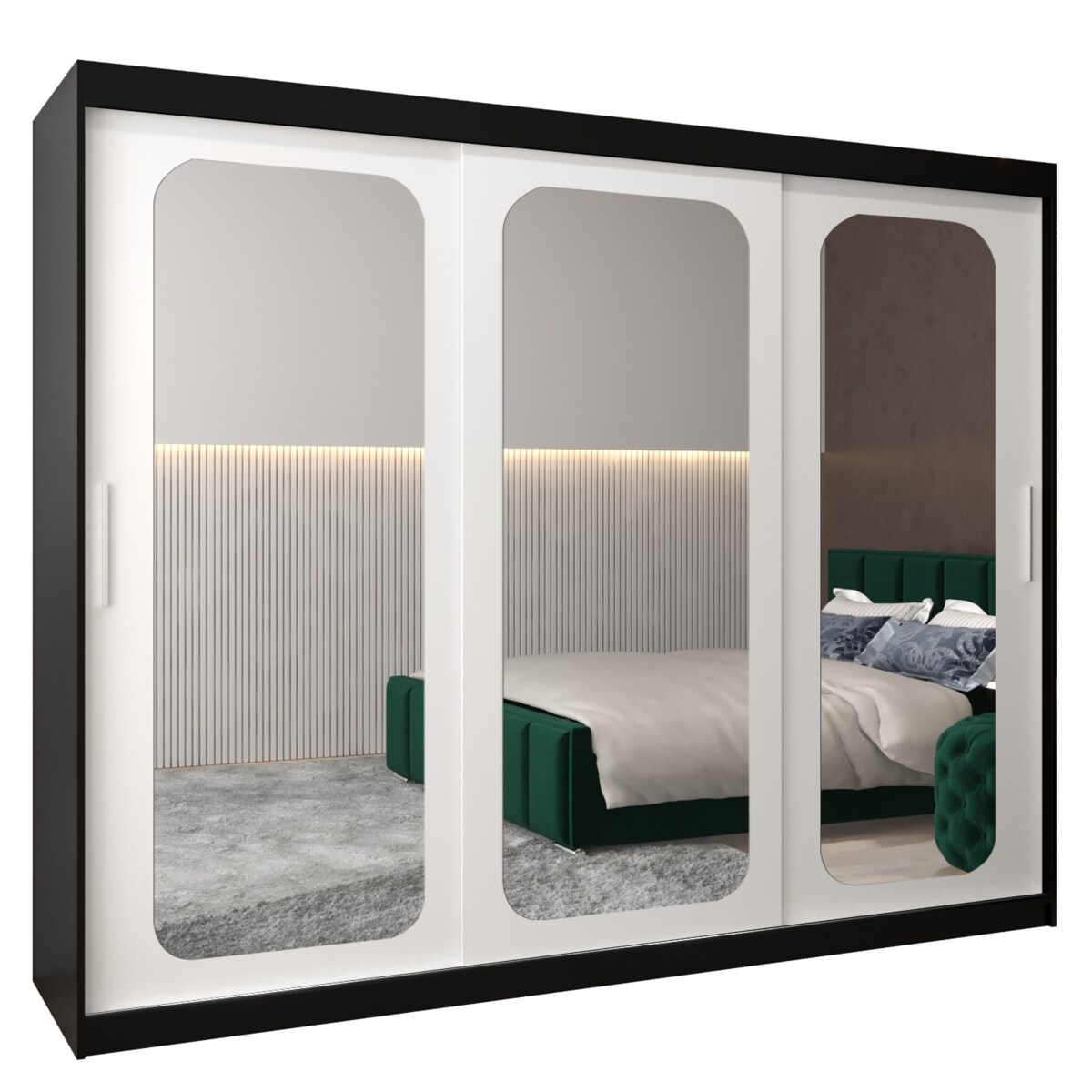 Szafa przesuwna Garderoba PROMO T3 250 czarny/biały