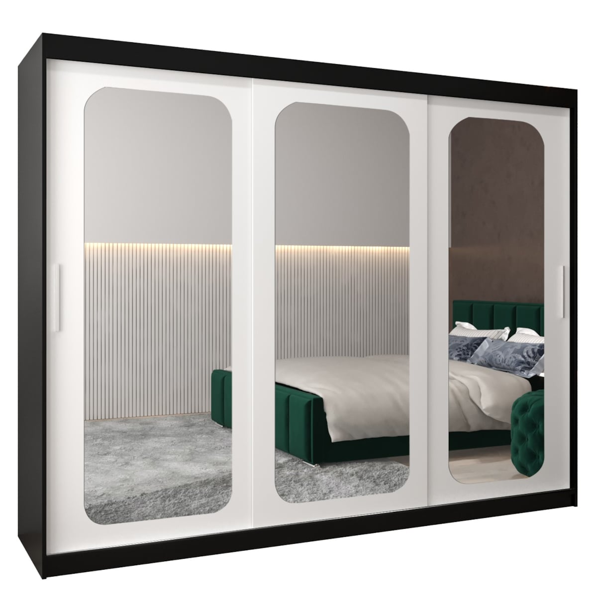 Szafa przesuwna Garderoba PROMO T3 250 czarny/biały