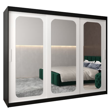 Szafa przesuwna Garderoba PROMO T3 250 czarny/biały