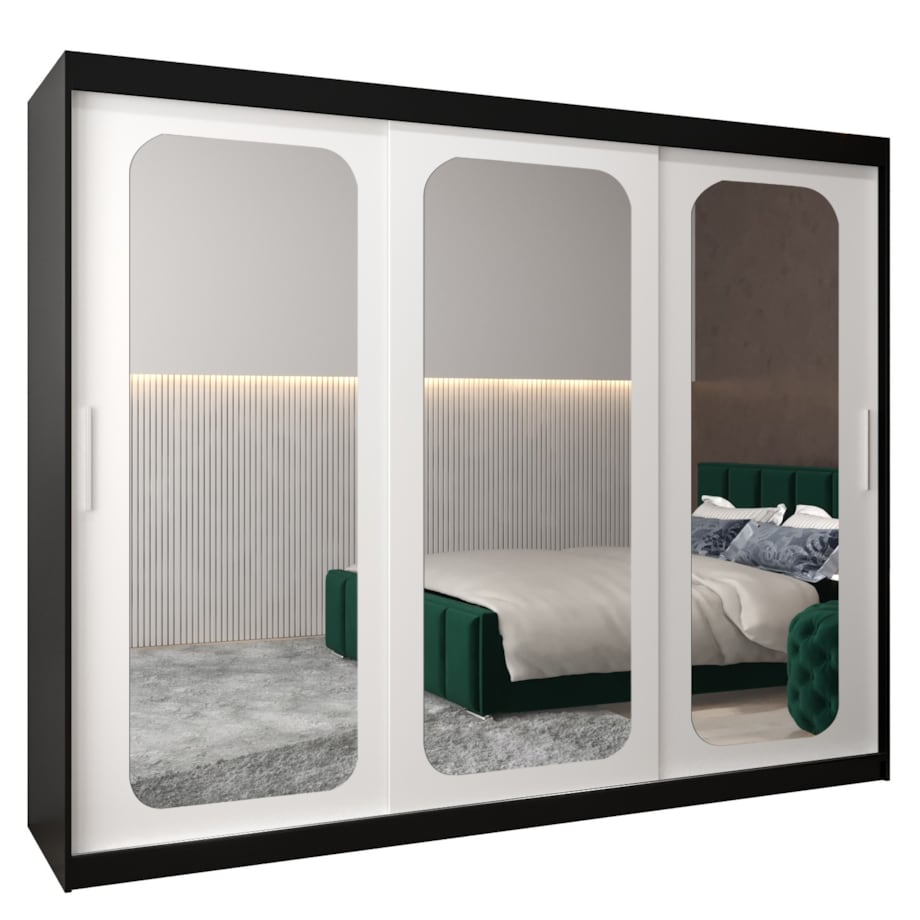 Szafa przesuwna Garderoba PROMO T3 250 czarny/biały