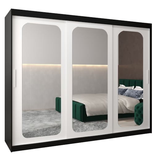 Szafa przesuwna Garderoba PROMO T3 250 czarny/biały