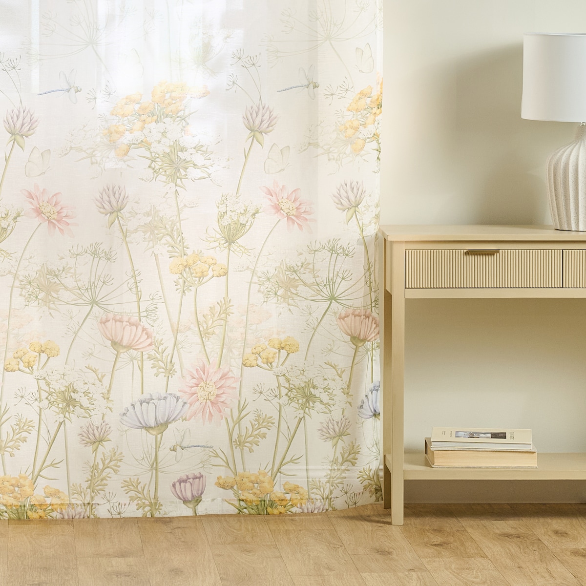 Firana Koperino 140x250 cm z motywem kwiatowym