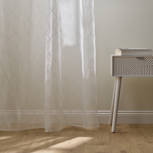 Firana haftowana Marya 140x250 cm z motywem geometrycznym