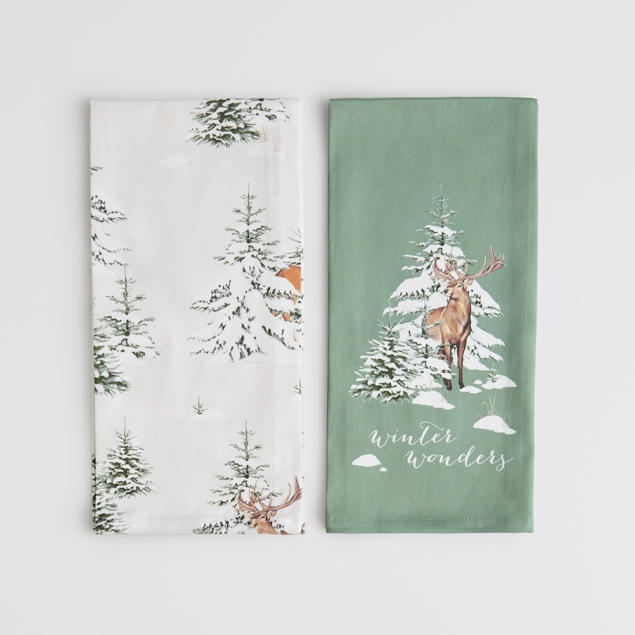 Komplet Ścierek Hirvos 45x65 cm z motywem zwierząt leśnych