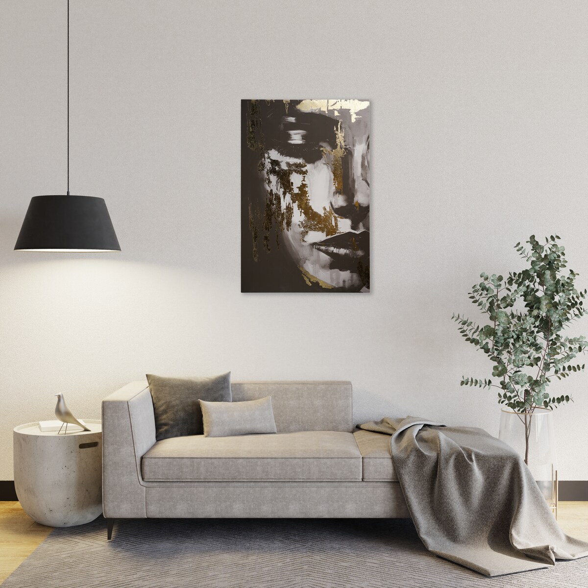 Portret kobieca twarz z elementami złota viroas 80x120