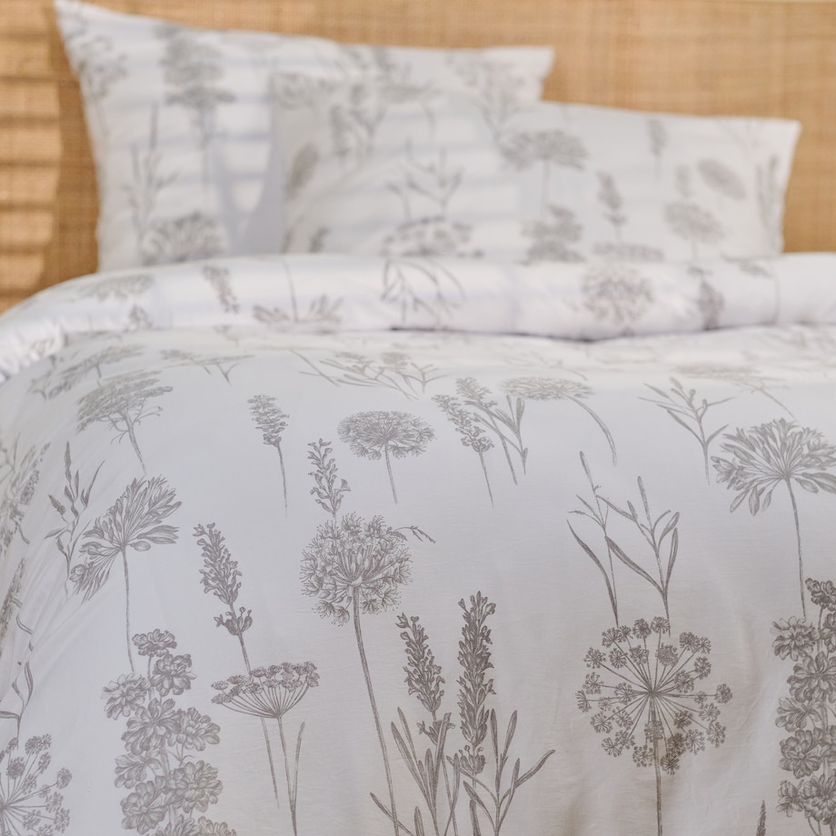 Pościel z bawełny satynowej Isoso 200x220 cm z motywem roślinnym