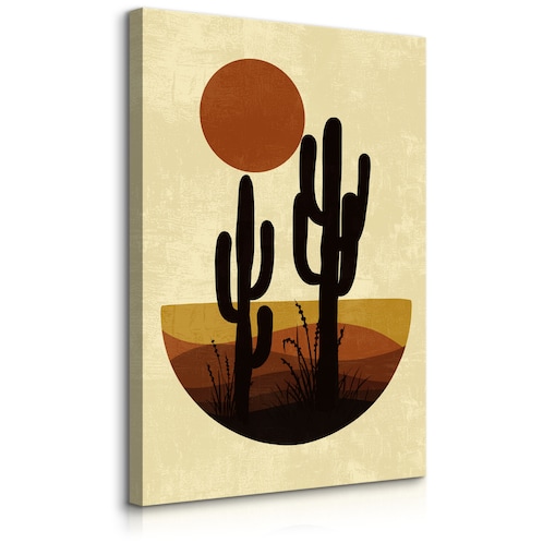 Obraz Akwarelowe Beżowe Kaktusy Pustynia Boho 30x40cm
