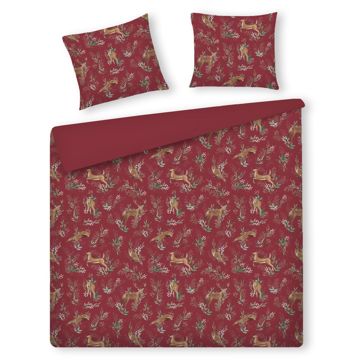 Pościel z bawełny satynowej Wildero 200x220 cm z motywem zwierząt leśnych