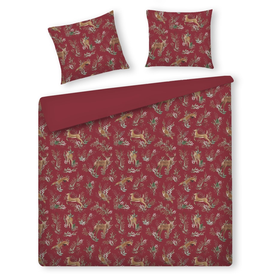Pościel z bawełny satynowej Wildero 200x220 cm z motywem zwierząt leśnych