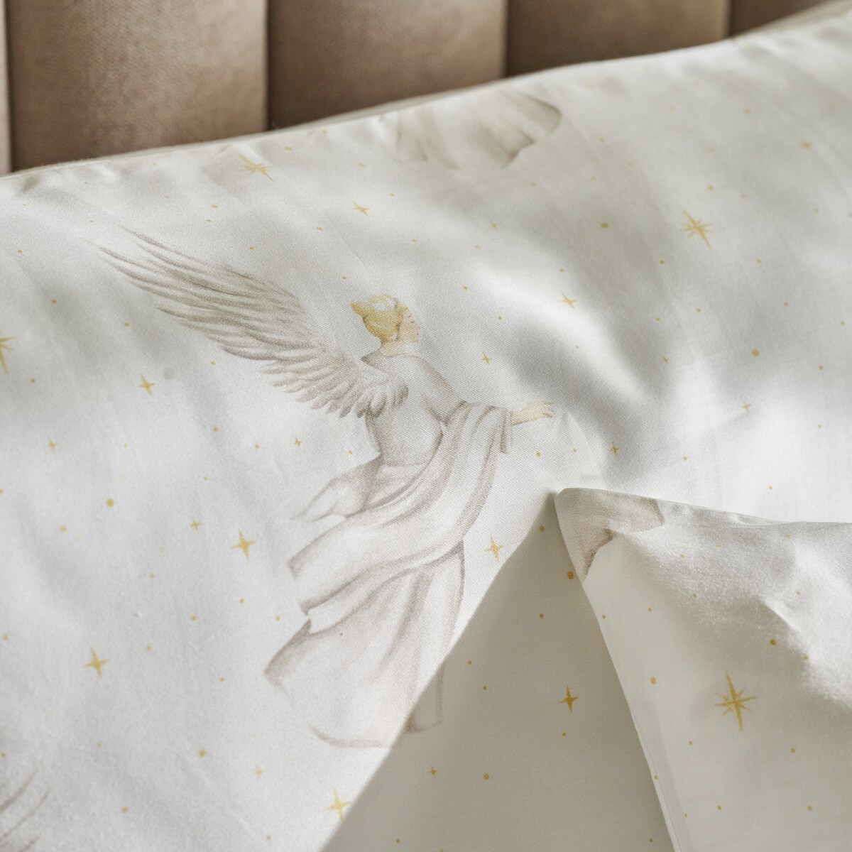 Pościel z bawełny satynowej Angeliso 160x200 cm z motywem anioła