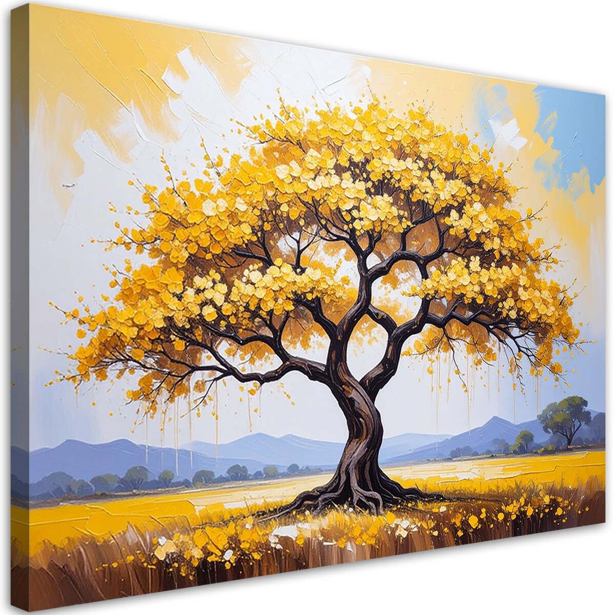 Feeby Obraz do salonu sypialni, 3D Złote Kwitnące Drzewo Życia 120x80