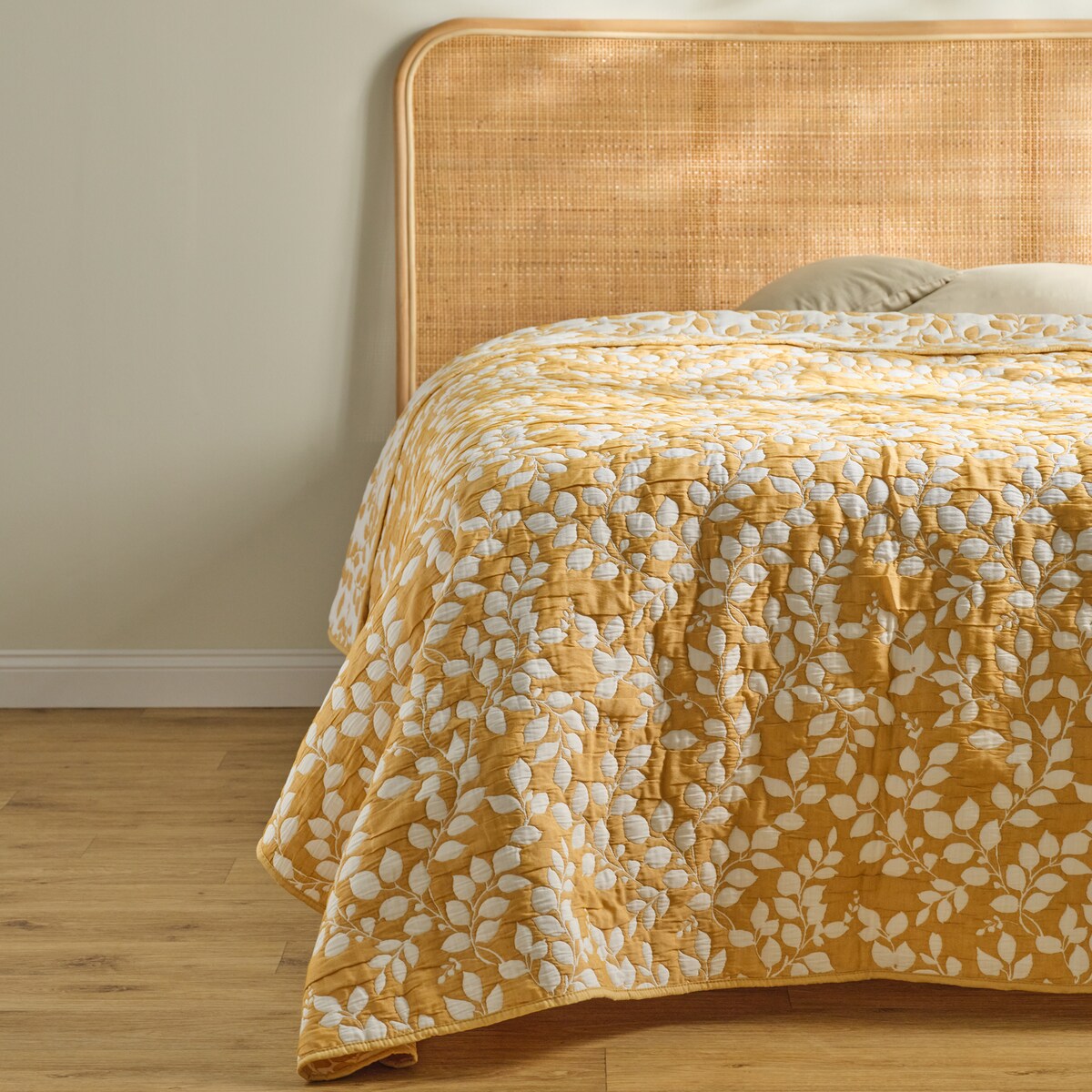 Narzuta Z Bawełną Blaterra 200x220 cm z motywem liści