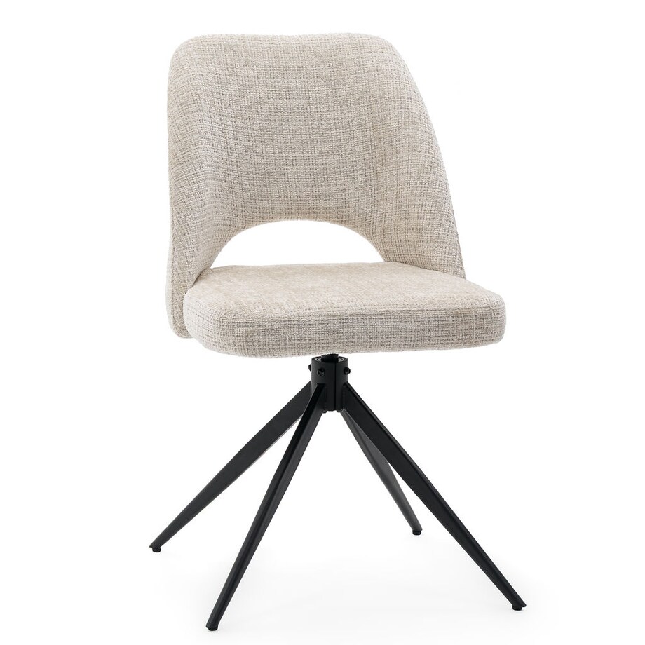 Krzesło tapicerowane obrotowe MILO II jasny beż do salonu jadalni kuchni