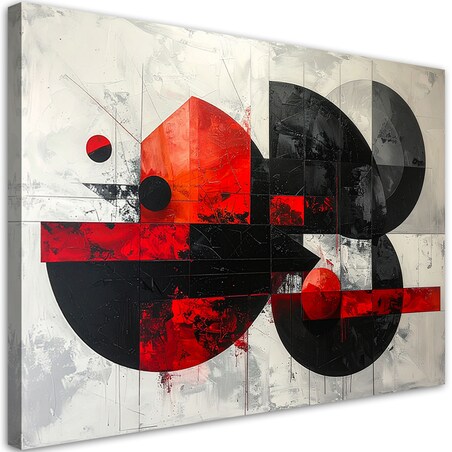 Obraz do salonu sypialni biura, Abstrakcyjne koła kształty czerwony czarny