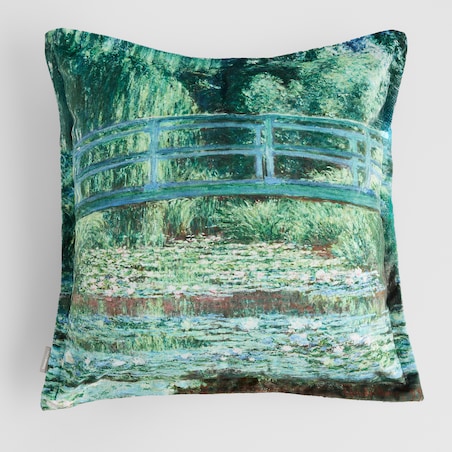 Poszewka z nadrukiem Japanese bridge 45x45 cm z motywem z obrazu Claude'a Moneta