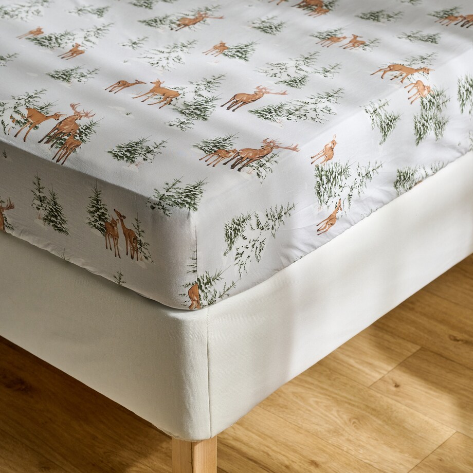 Prześcieradło Z Gumką Hivros 160x200 cm z motywem choinki