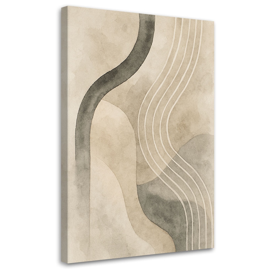 Feeby Obraz do salonu, Abstrakcyjne Linie Akwarela Beż 60x90