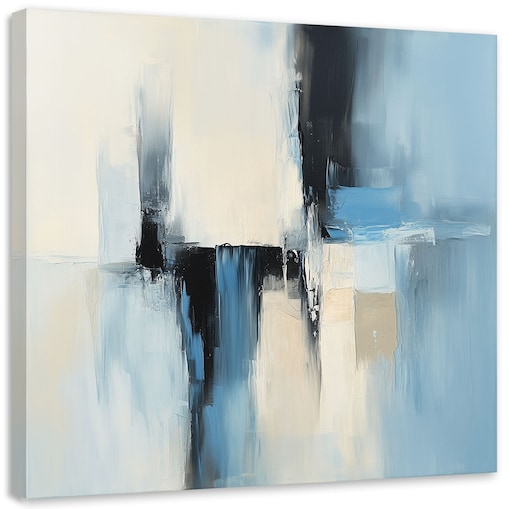 Feeby Obraz do salonu sypialni loft, Abstrakcja beżowy niebieski 30x30