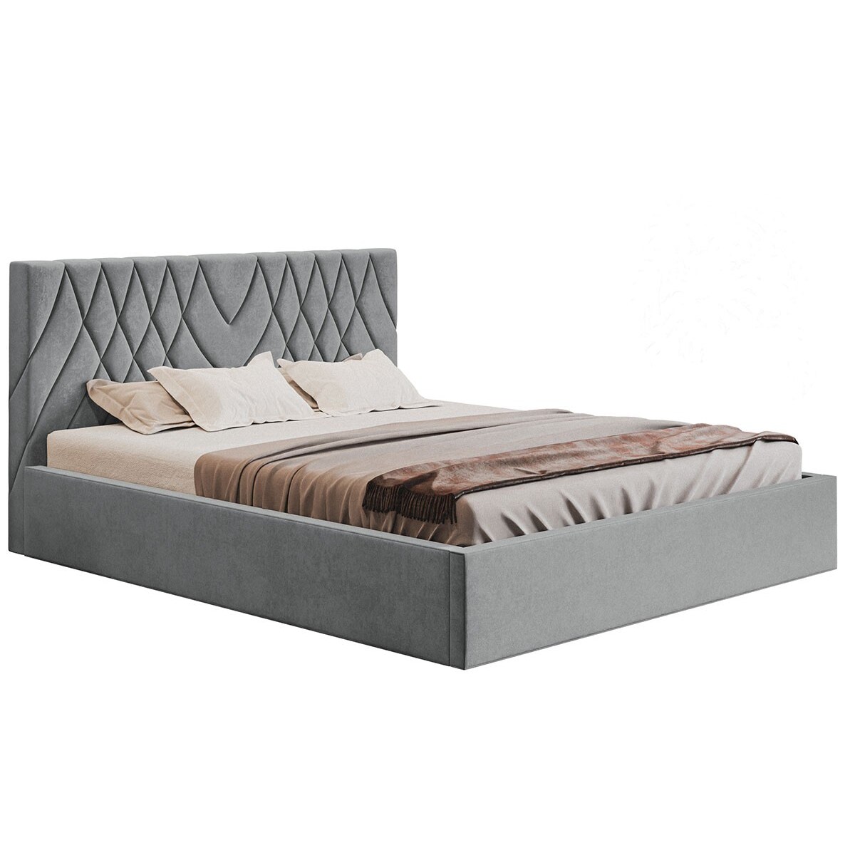 Łóżko tapicerowane 140x200 OLDO 5 z pojemnikiem na pościel- szare