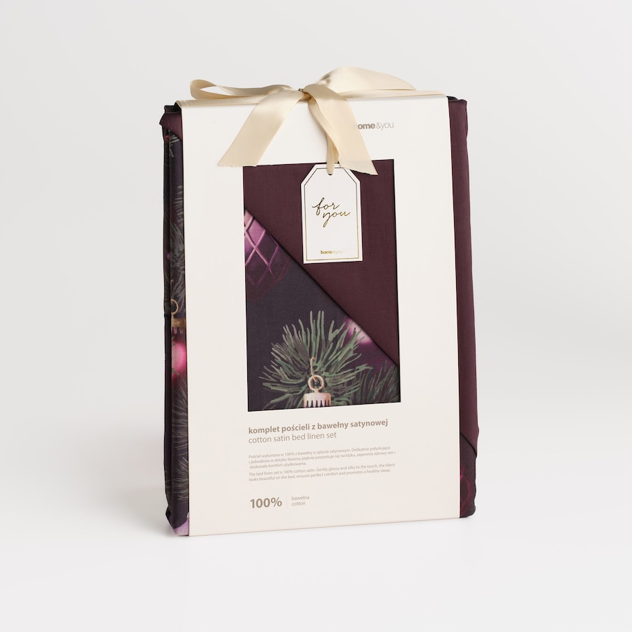 Pościel z bawełny satynowej Miravella 160x200 cm z motywem choinki