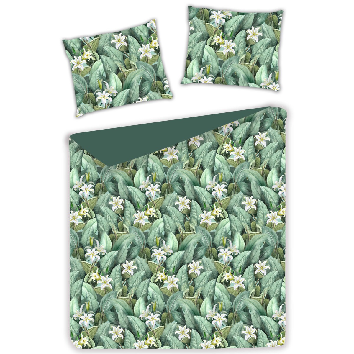 Pościel z bawełny satynowej Islano 200x220 cm z motywem liściastym