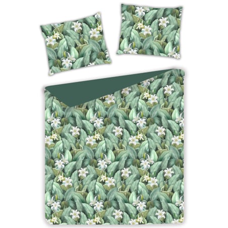 Pościel z bawełny satynowej Islano 200x220 cm z motywem liściastym