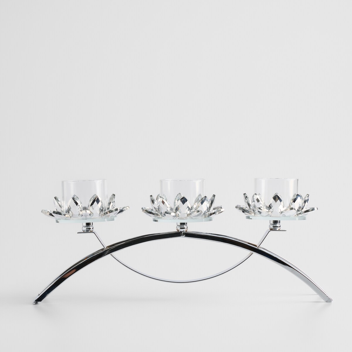 Świecznik potrójny Cristal glass trio z motywem kwiatowym