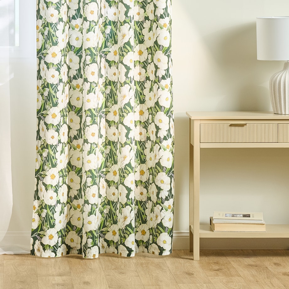 Zasłona z nadrukiem Emeris 140x250 cm z motywem kwiatowym