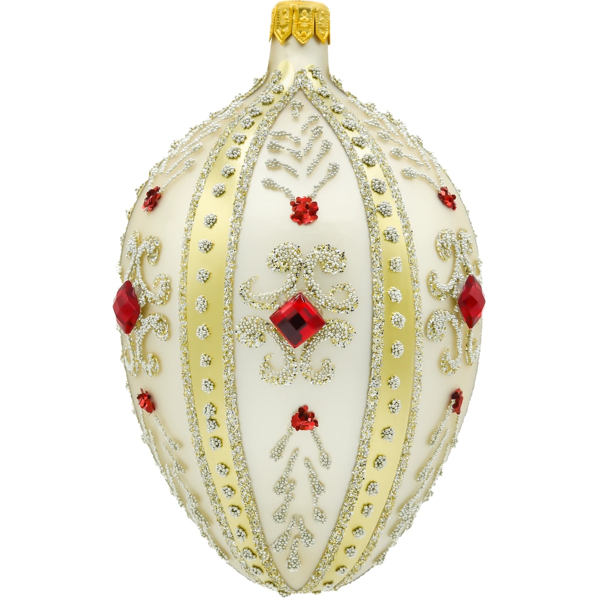Bombka choinkowa: Ekskluzywne jajo Faberge z czerwonymi kamieniami: srebrne